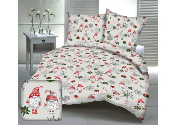 Tkanina bawełniana KRASNALE NA SZARYM - 140g/m²/160cm